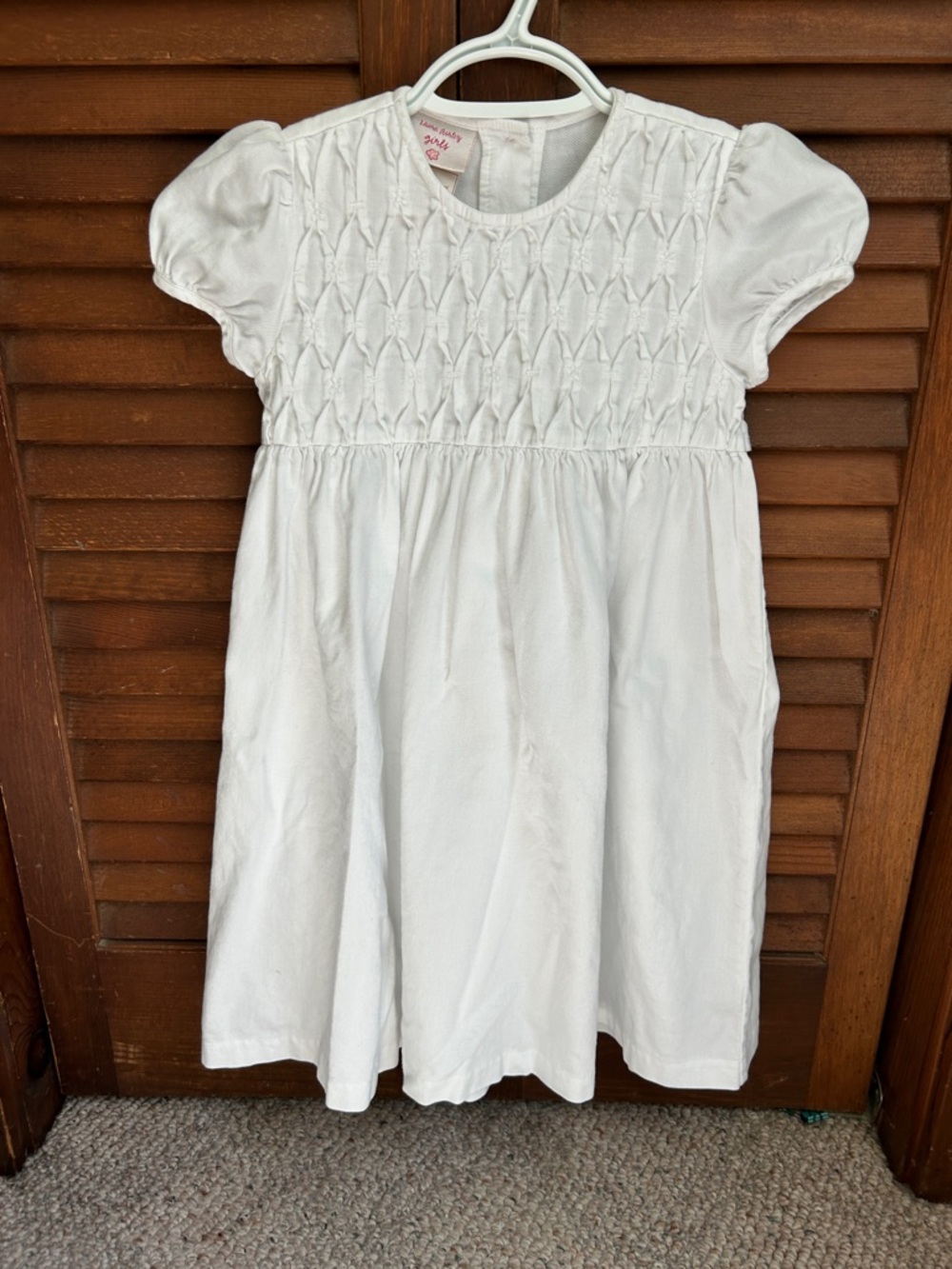 Laura Ashley White Smocked Puff Sleeve Girls Dress